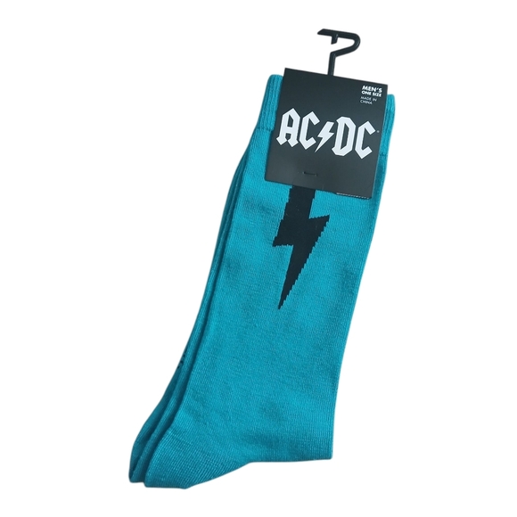 AC/DC Men's Socks Official Merchandise US 7-12 New Turquoise Blue Black - Picture 2 of 9